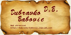 Dubravko Babović vizit kartica